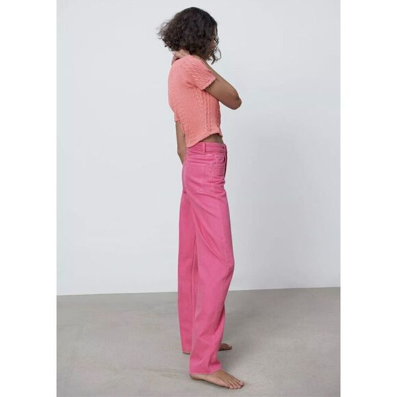 ✨Zara Pink Jacquard Crop Pink Sz Small Top✨ - Picture 6 of 10